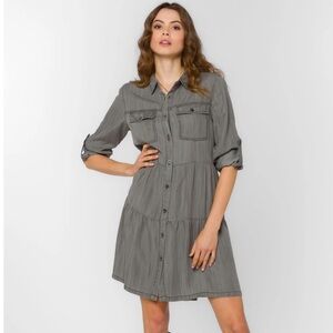 Gray Button-Up Dress
